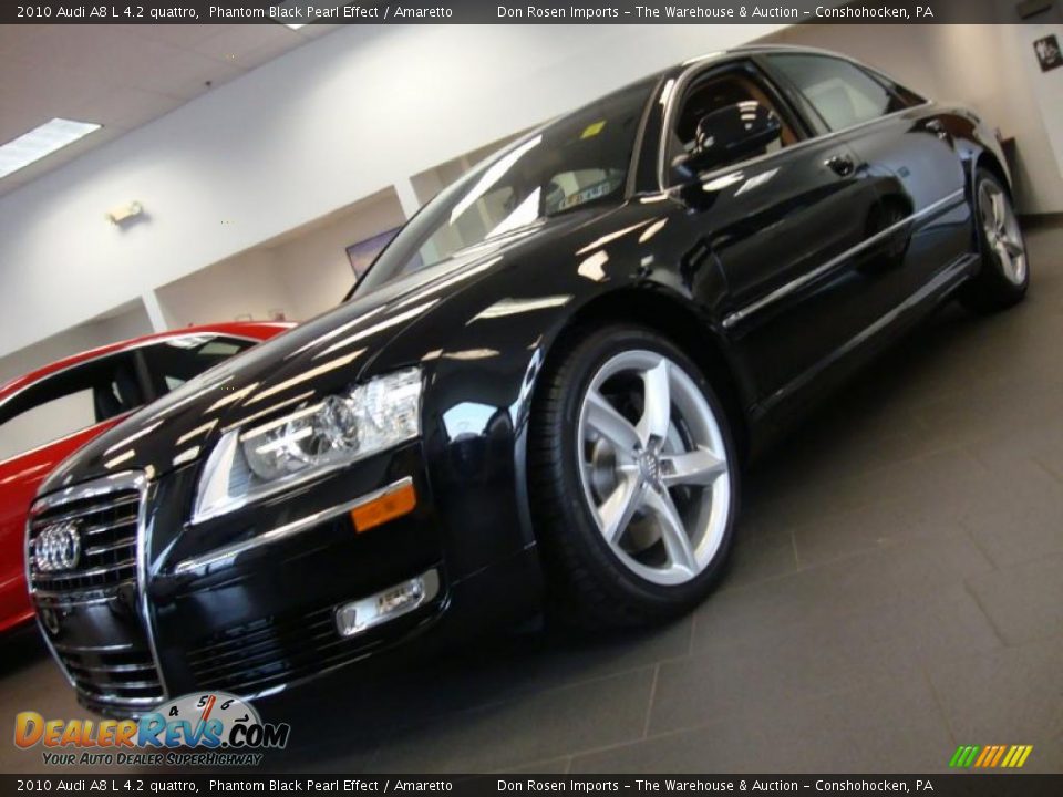 2010 Audi A8 L 4.2 quattro Phantom Black Pearl Effect / Amaretto Photo #1