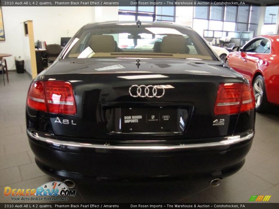 2010 Audi A8 L 4.2 quattro Phantom Black Pearl Effect / Amaretto Photo #6