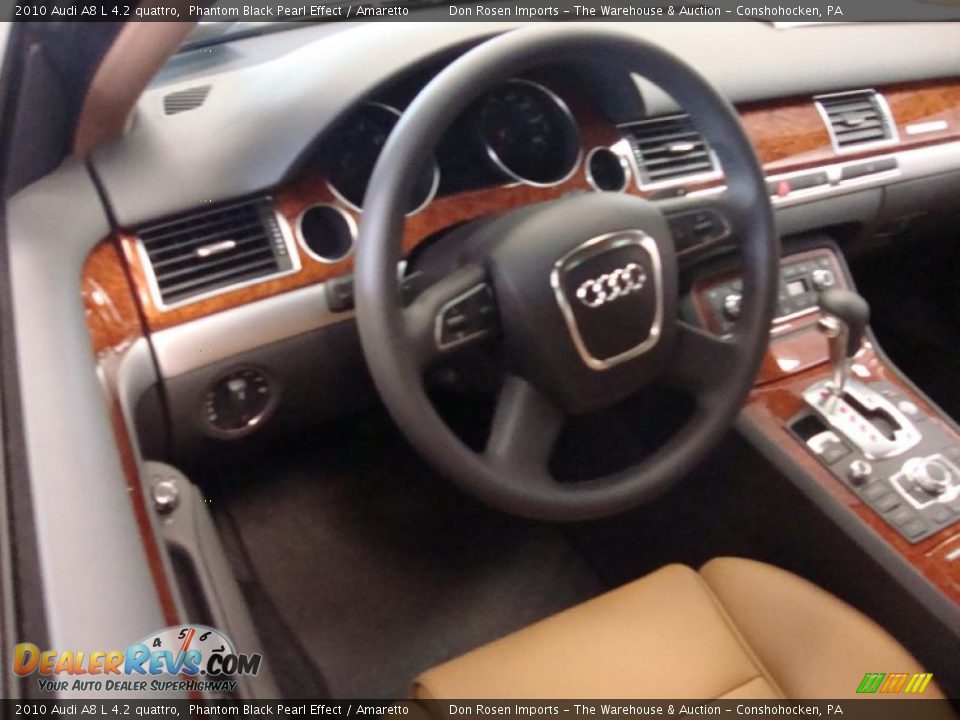 2010 Audi A8 L 4.2 quattro Phantom Black Pearl Effect / Amaretto Photo #8
