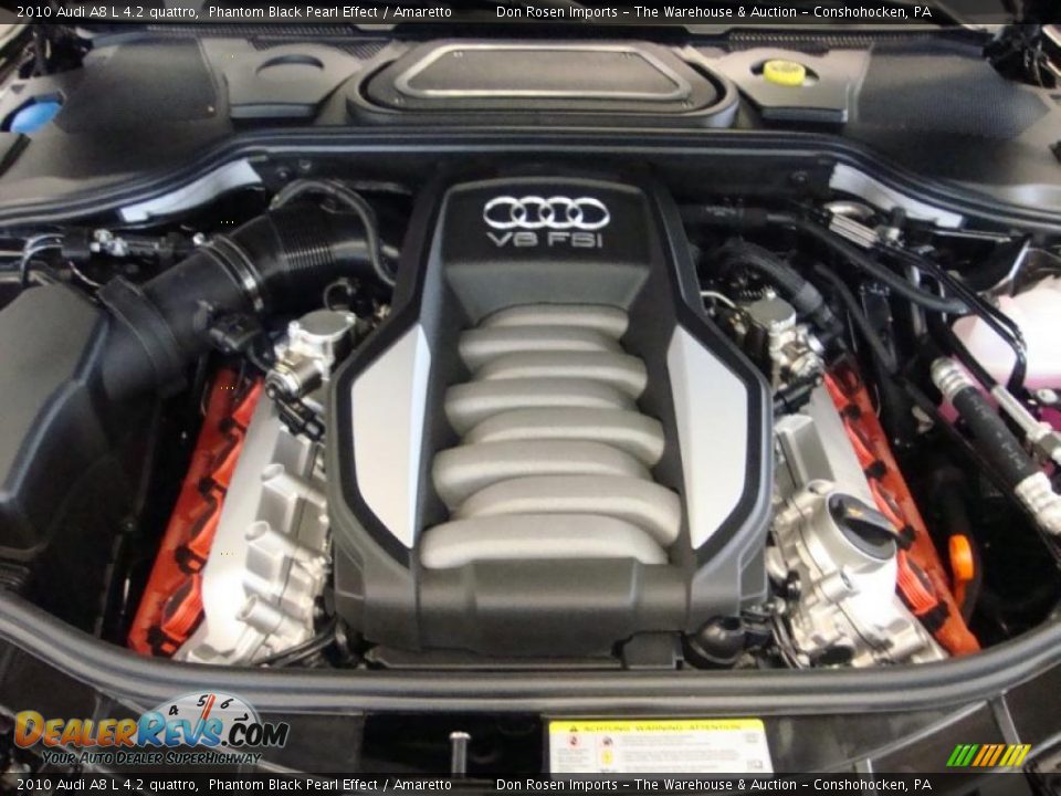 2010 Audi A8 L 4.2 quattro Phantom Black Pearl Effect / Amaretto Photo #26
