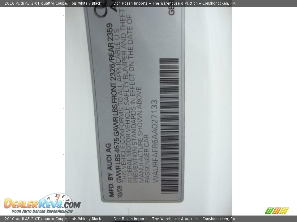 2010 Audi A5 2.0T quattro Coupe Ibis White / Black Photo #35