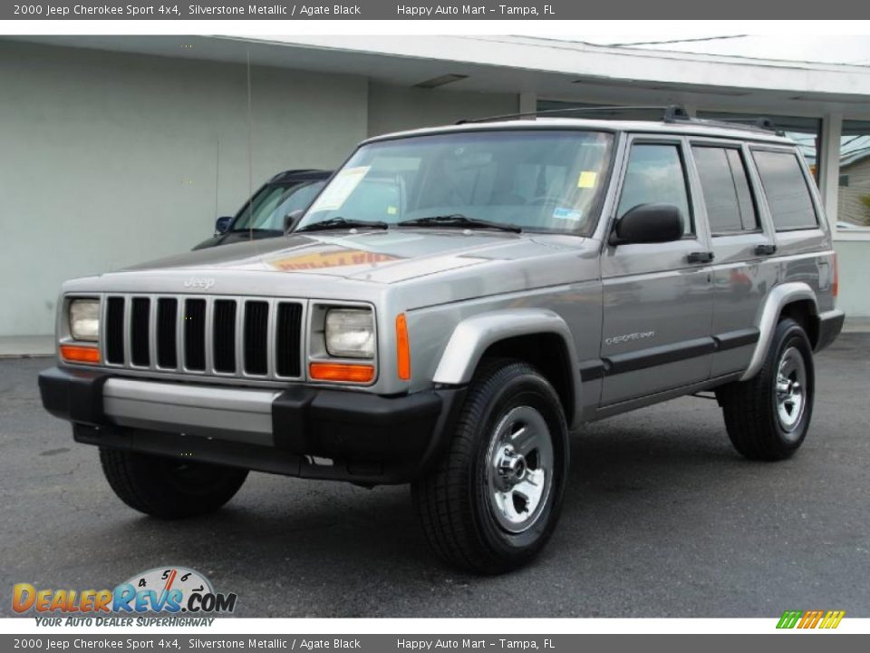 2000 Jeep Cherokee Sport 4x4 Silverstone Metallic / Agate Black Photo #1