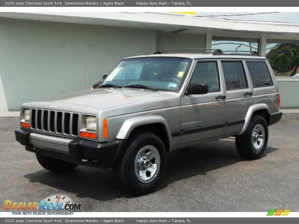 2000 Jeep Cherokee Sport 4x4 Silverstone Metallic / Agate Black Photo #2