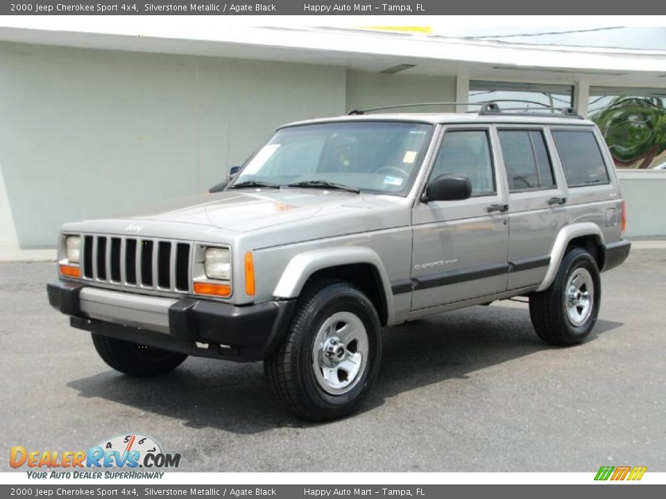 2000 Jeep Cherokee Sport 4x4 Silverstone Metallic / Agate Black Photo #3