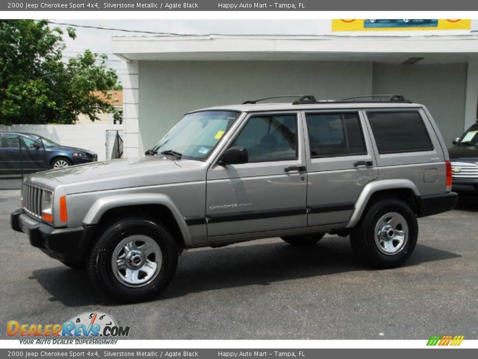 2000 Jeep Cherokee Sport 4x4 Silverstone Metallic / Agate Black Photo #4