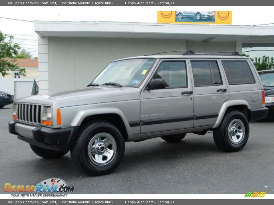 2000 Jeep Cherokee Sport 4x4 Silverstone Metallic / Agate Black Photo #7