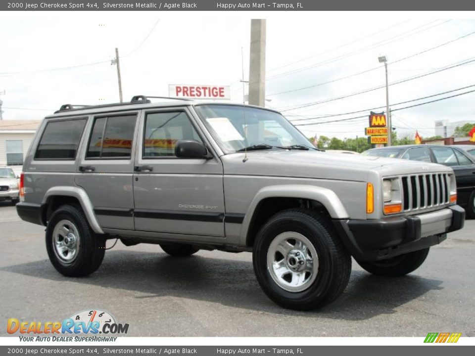 2000 Jeep Cherokee Sport 4x4 Silverstone Metallic / Agate Black Photo #9