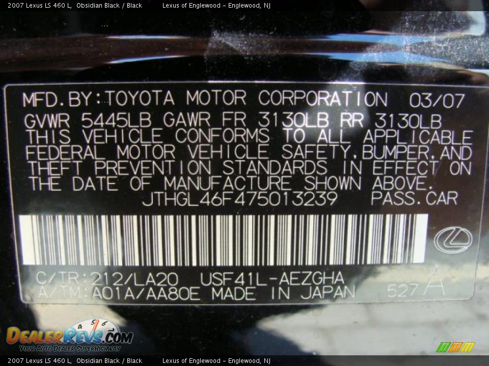 2007 Lexus LS 460 L Obsidian Black / Black Photo #15