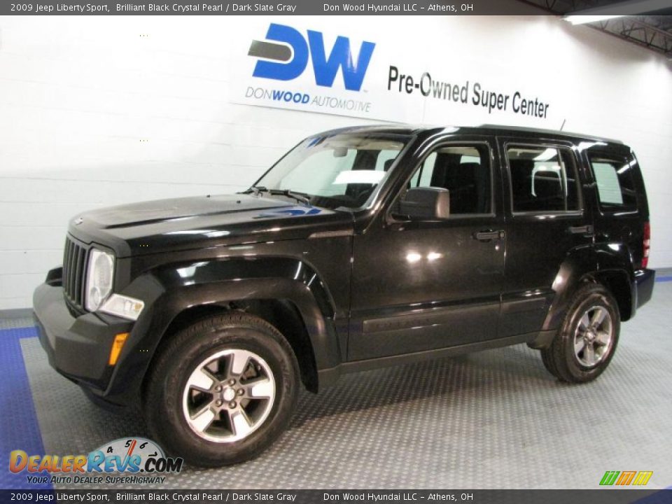2009 Jeep Liberty Sport Brilliant Black Crystal Pearl / Dark Slate Gray Photo #2