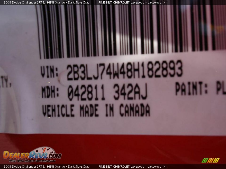 2008 Dodge Challenger SRT8 HEMI Orange / Dark Slate Gray Photo #24