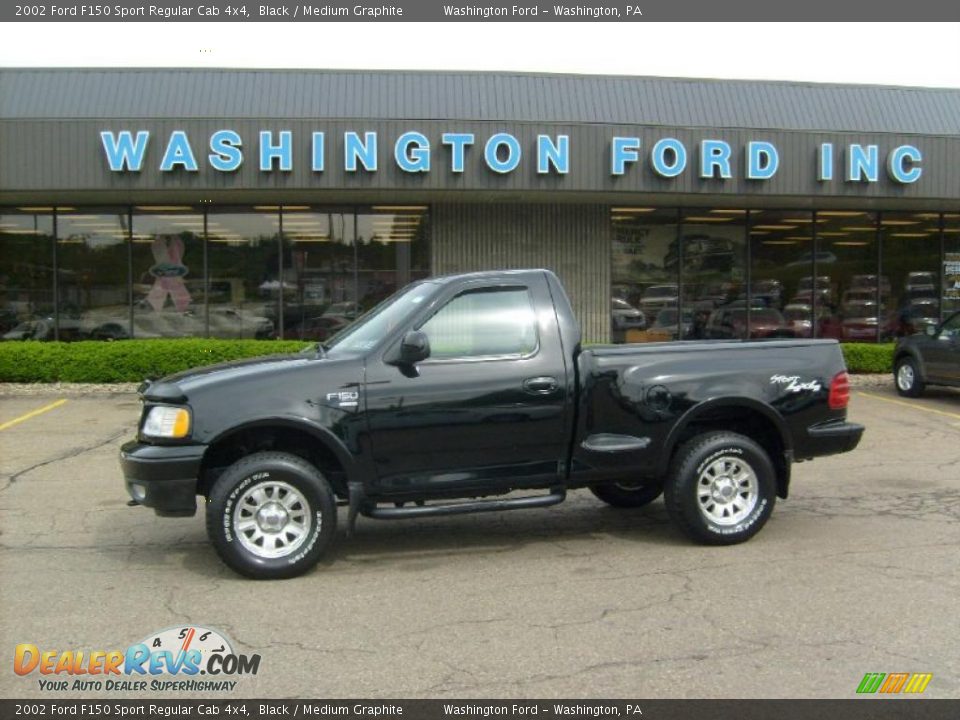 2002 Ford F150 Sport Regular Cab 4x4 Black / Medium Graphite Photo #1