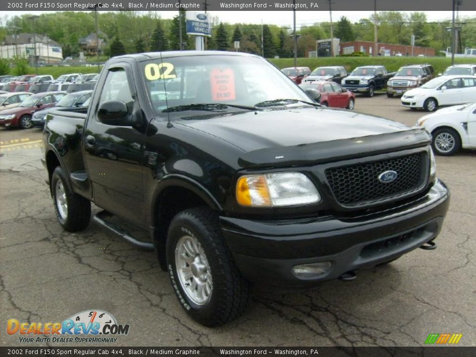 2002 Ford F150 Sport Regular Cab 4x4 Black / Medium Graphite Photo #6