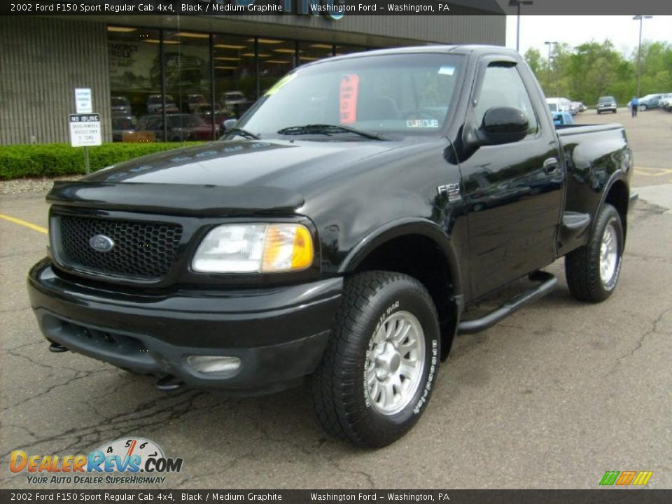 2002 Ford F150 Sport Regular Cab 4x4 Black / Medium Graphite Photo #8