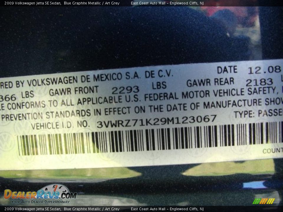 2009 Volkswagen Jetta SE Sedan Blue Graphite Metallic / Art Grey Photo #15