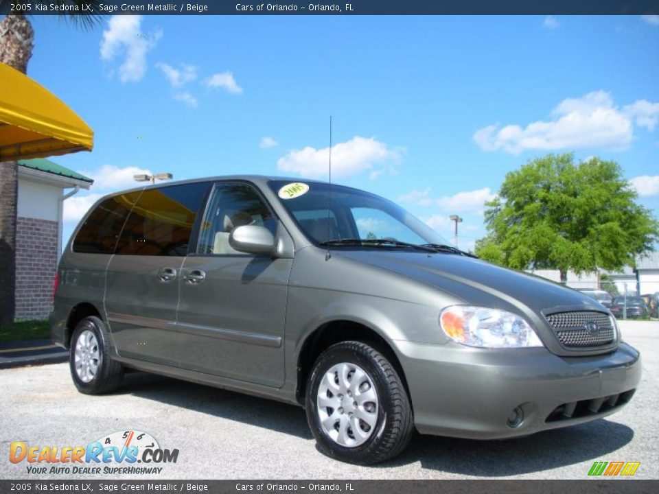 2005 Kia Sedona LX Sage Green Metallic / Beige Photo #3