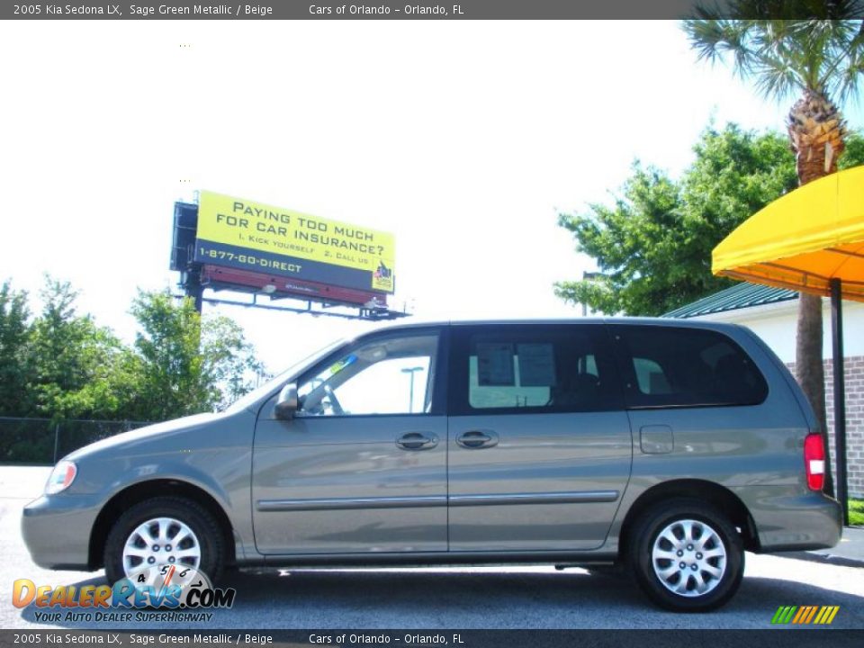2005 Kia Sedona LX Sage Green Metallic / Beige Photo #8