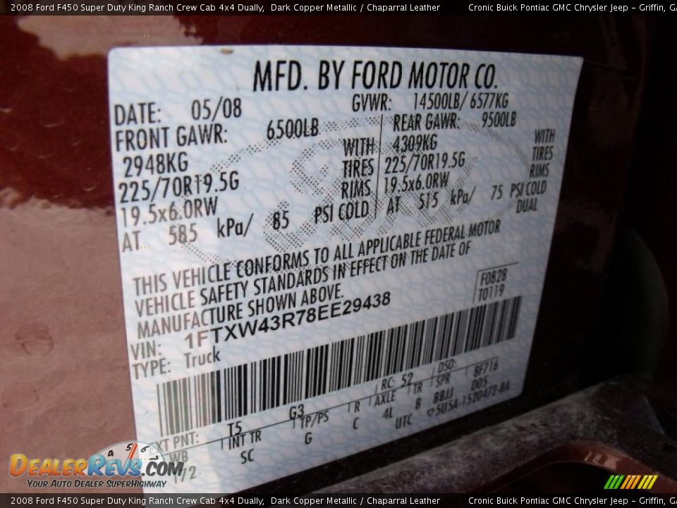 2008 Ford F450 Super Duty King Ranch Crew Cab 4x4 Dually Dark Copper Metallic / Chaparral Leather Photo #29