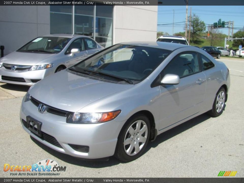 2007 Honda Civic LX Coupe Alabaster Silver Metallic / Gray Photo #2