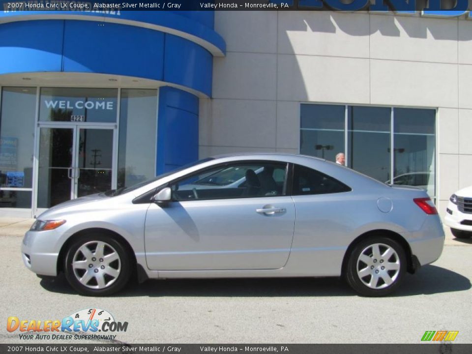 2007 Honda Civic LX Coupe Alabaster Silver Metallic / Gray Photo #3