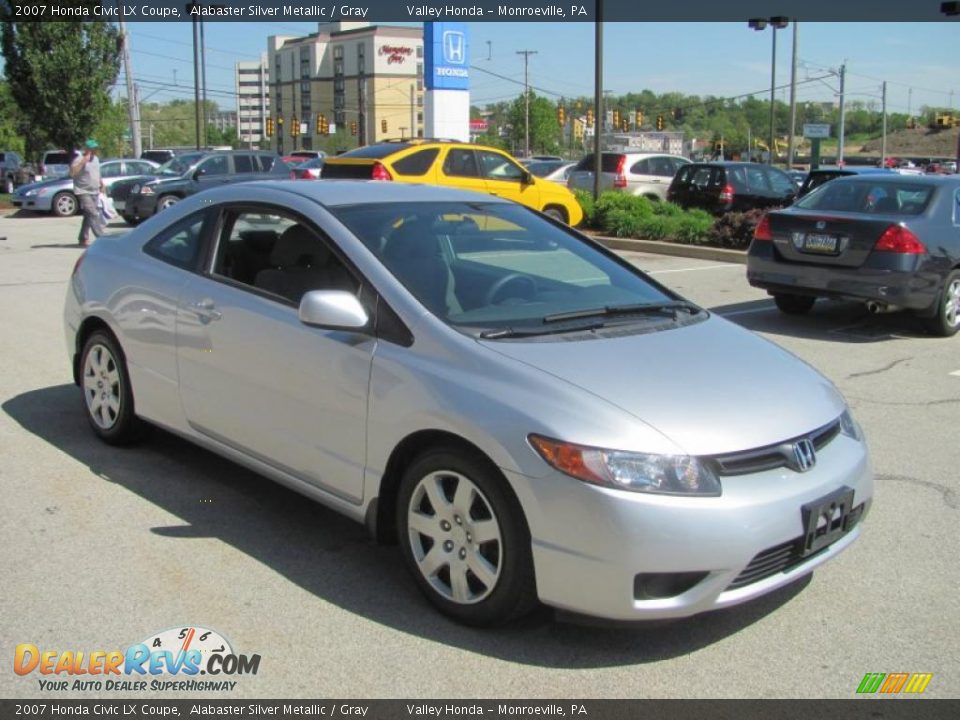 2007 Honda Civic LX Coupe Alabaster Silver Metallic / Gray Photo #7