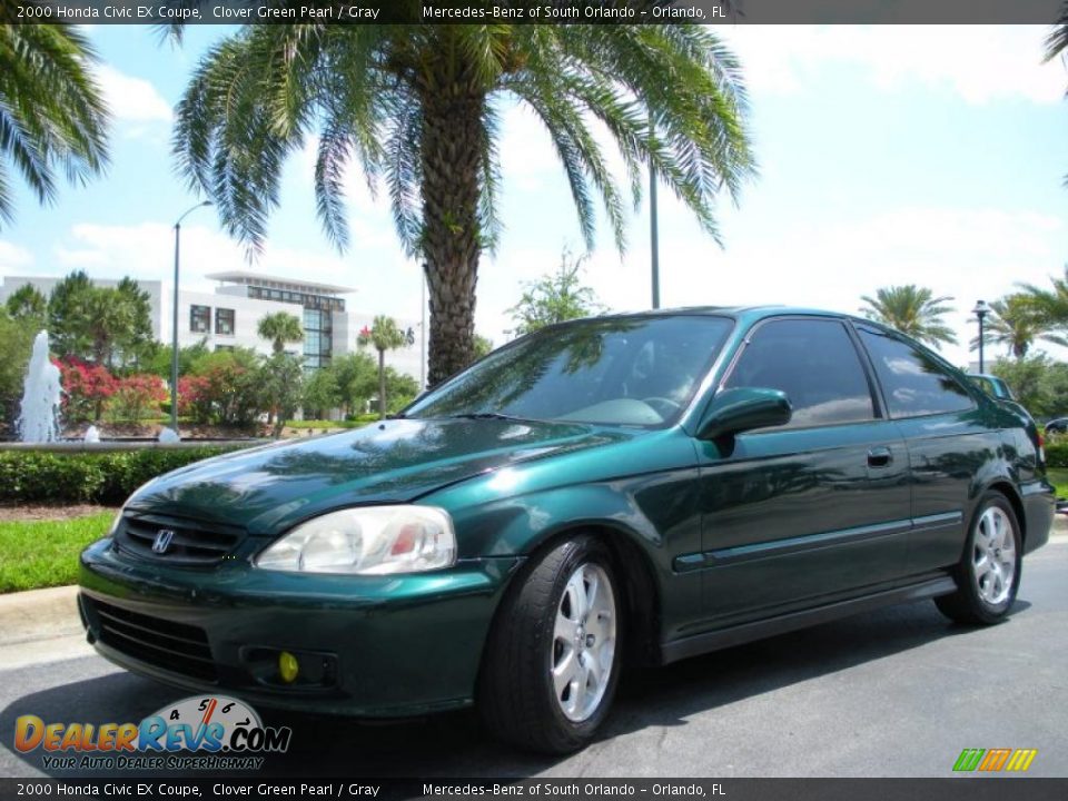 2000 Honda Civic EX Coupe Clover Green Pearl / Gray Photo #2