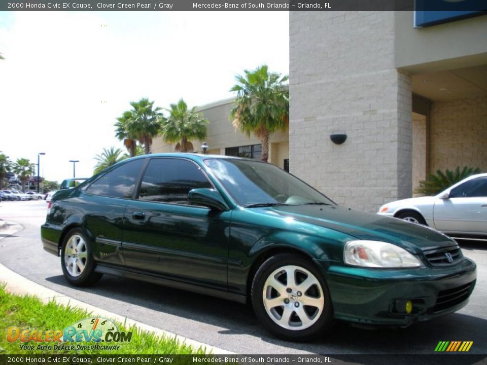 2000 Honda Civic EX Coupe Clover Green Pearl / Gray Photo #4