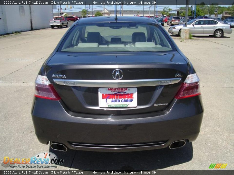 2009 Acura RL 3.7 AWD Sedan Grigio Metallic / Taupe Photo #4