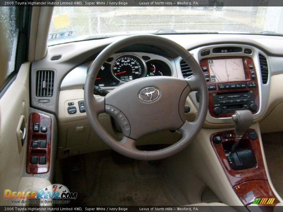 2006 Toyota Highlander Hybrid Limited 4WD Super White / Ivory Beige Photo #14