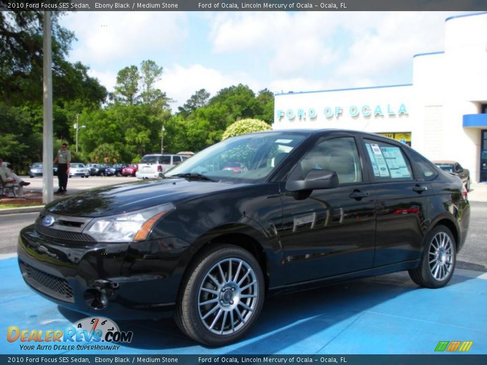 2010 Ford Focus SES Sedan Ebony Black / Medium Stone Photo #1