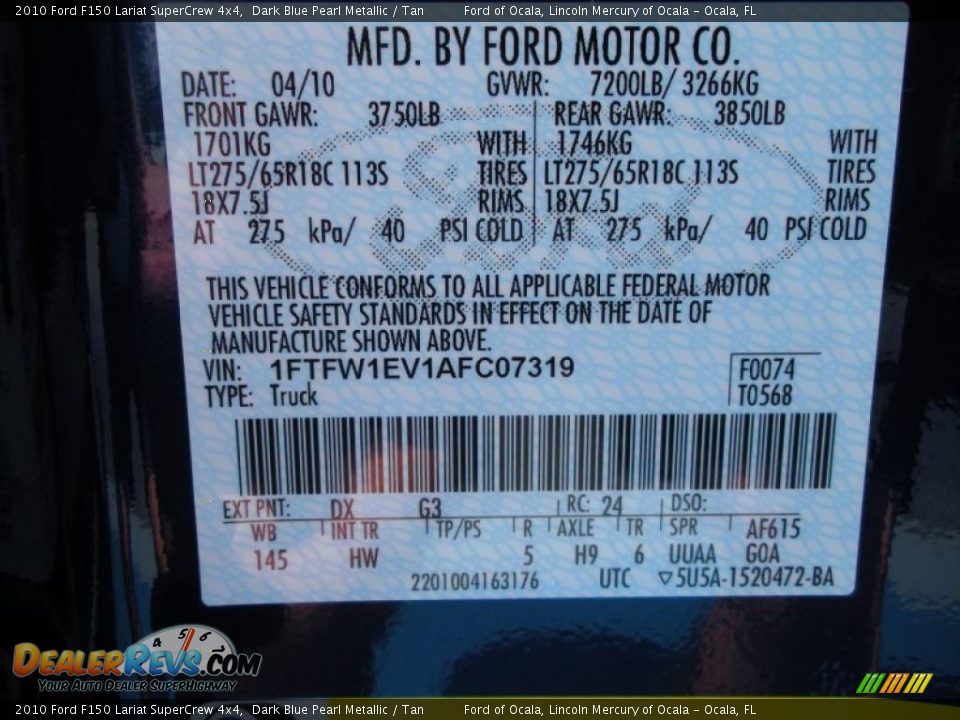 2010 Ford F150 Lariat SuperCrew 4x4 Dark Blue Pearl Metallic / Tan Photo #12