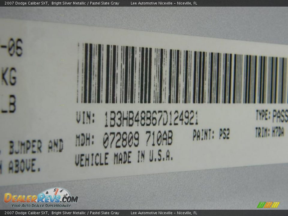 2007 Dodge Caliber SXT Bright Silver Metallic / Pastel Slate Gray Photo #30