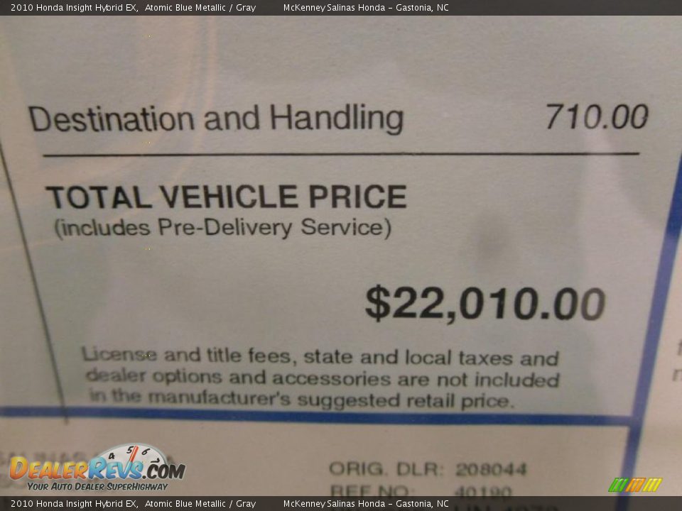2010 Honda Insight Hybrid EX Atomic Blue Metallic / Gray Photo #8