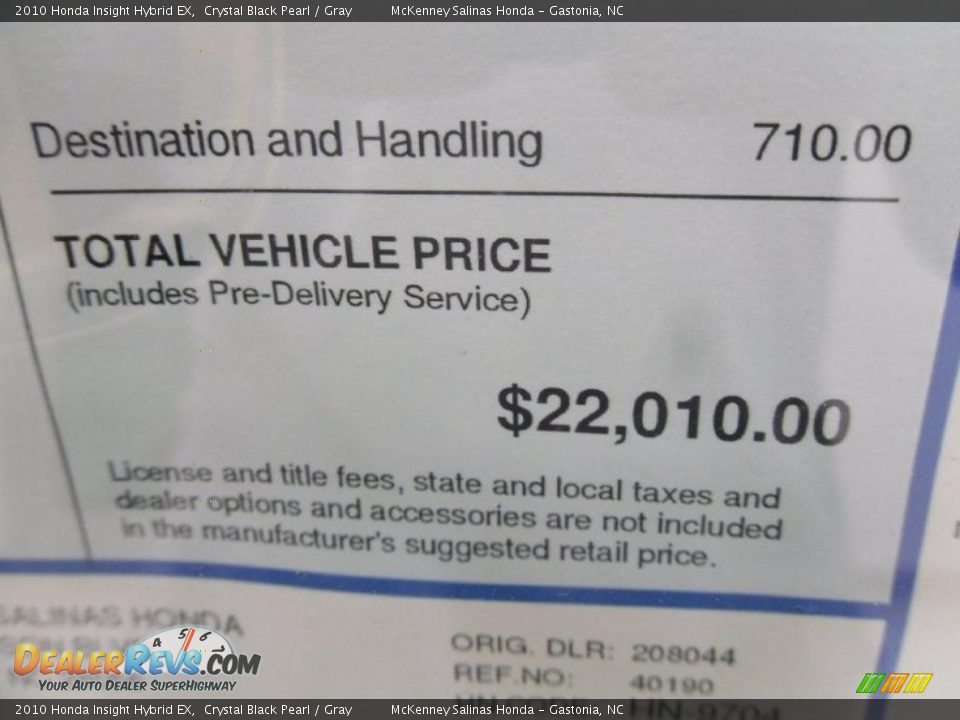 2010 Honda Insight Hybrid EX Crystal Black Pearl / Gray Photo #7