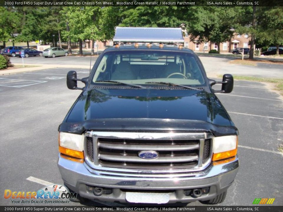 2000 Ford F450 Super Duty Lariat Crew Cab Chassis 5th Wheel Woodland Green Metallic / Medium Parchment Photo #4