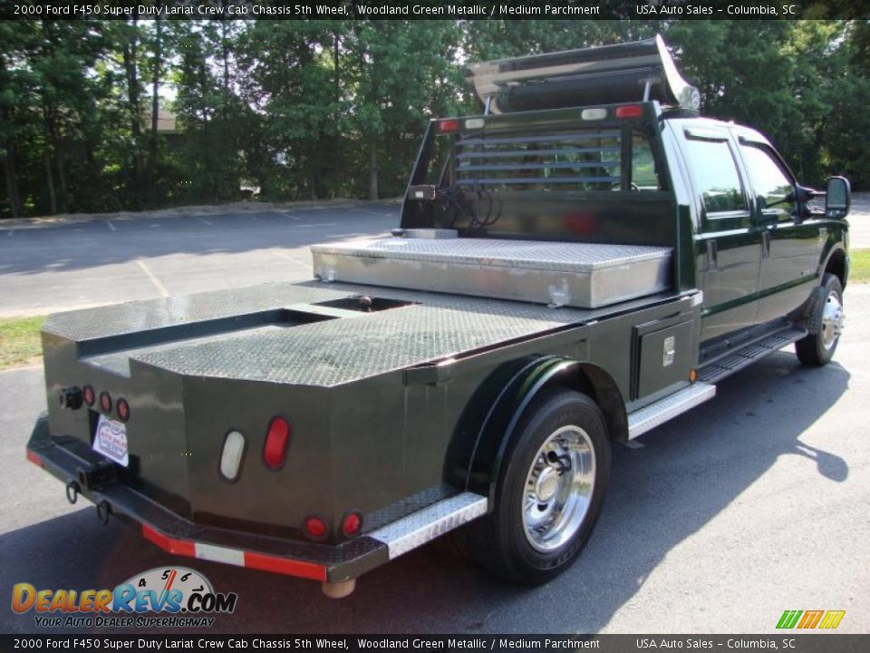 2000 Ford F450 Super Duty Lariat Crew Cab Chassis 5th Wheel Woodland Green Metallic / Medium Parchment Photo #18