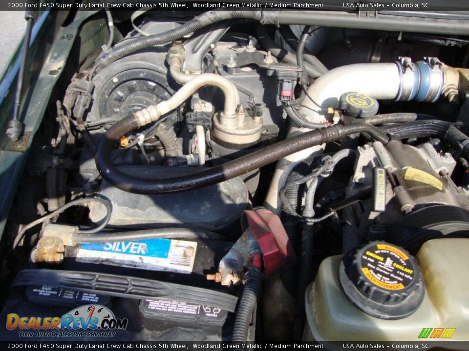 2000 Ford F450 Super Duty Lariat Crew Cab Chassis 5th Wheel Woodland Green Metallic / Medium Parchment Photo #28