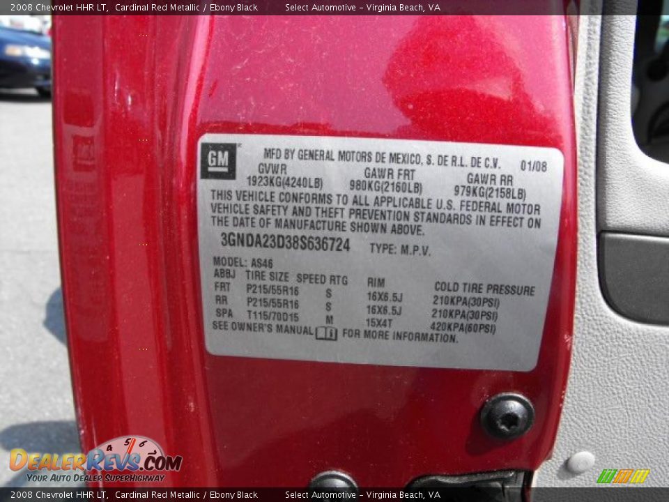 2008 Chevrolet HHR LT Cardinal Red Metallic / Ebony Black Photo #22