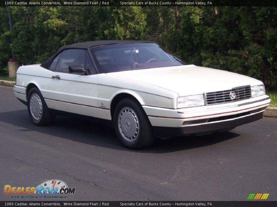 1989 Cadillac Allante Convertible White Diamond Pearl / Red Photo #2