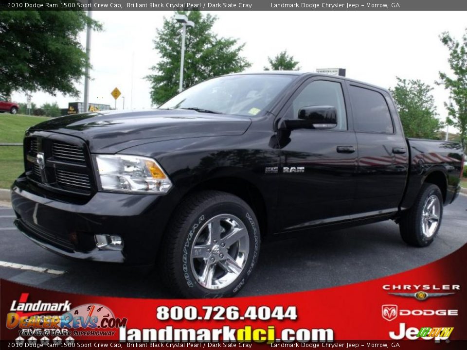 2010 Dodge Ram 1500 Sport Crew Cab Brilliant Black Crystal Pearl / Dark Slate Gray Photo #1