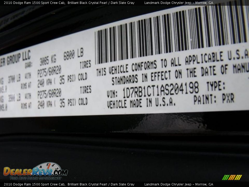 2010 Dodge Ram 1500 Sport Crew Cab Brilliant Black Crystal Pearl / Dark Slate Gray Photo #14