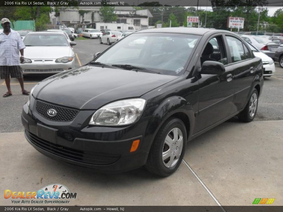 2006 Kia Rio LX Sedan Black / Gray Photo #2