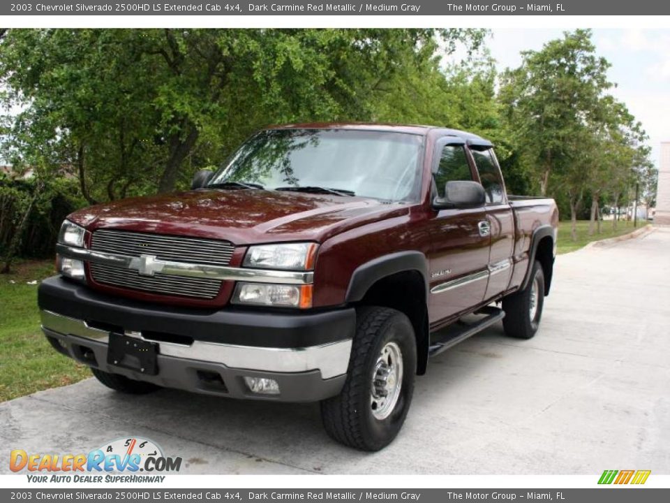 2003 Chevrolet Silverado 2500HD LS Extended Cab 4x4 Dark Carmine Red Metallic / Medium Gray Photo #1