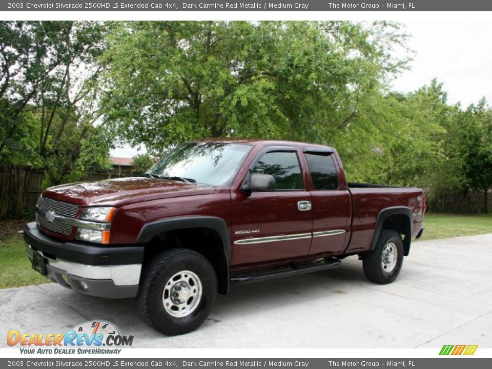2003 Chevrolet Silverado 2500HD LS Extended Cab 4x4 Dark Carmine Red Metallic / Medium Gray Photo #2