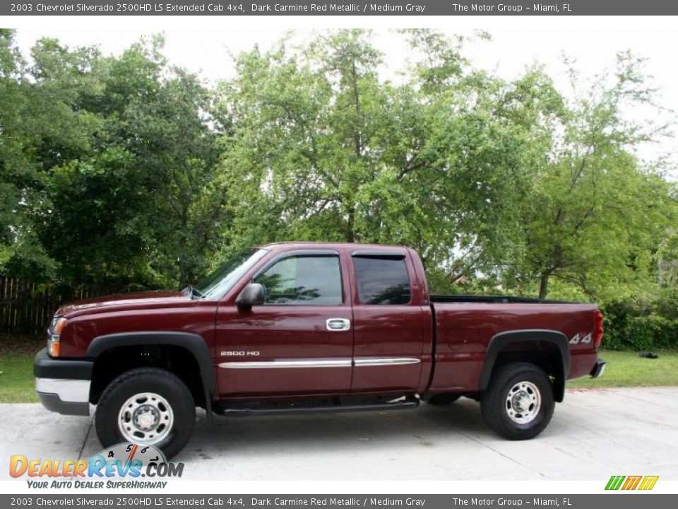 2003 Chevrolet Silverado 2500HD LS Extended Cab 4x4 Dark Carmine Red Metallic / Medium Gray Photo #3