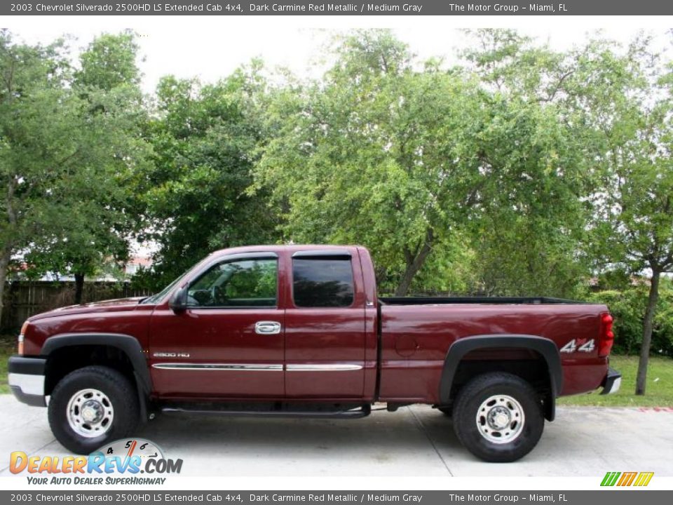 2003 Chevrolet Silverado 2500HD LS Extended Cab 4x4 Dark Carmine Red Metallic / Medium Gray Photo #4