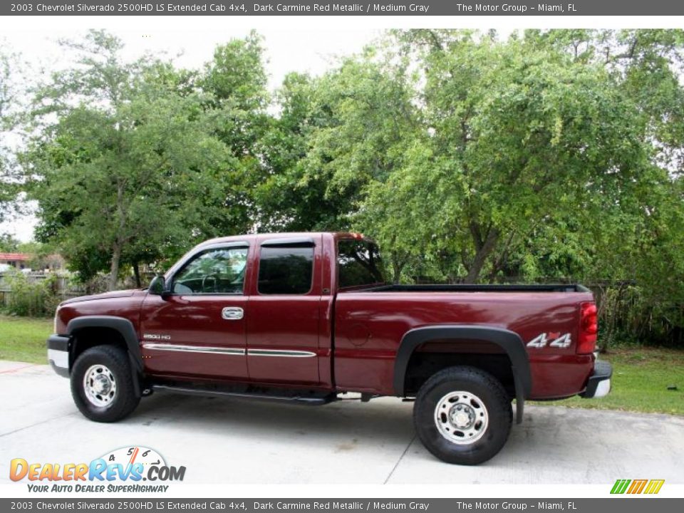 2003 Chevrolet Silverado 2500HD LS Extended Cab 4x4 Dark Carmine Red Metallic / Medium Gray Photo #5