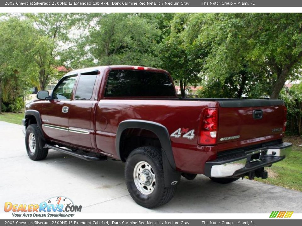 2003 Chevrolet Silverado 2500HD LS Extended Cab 4x4 Dark Carmine Red Metallic / Medium Gray Photo #7