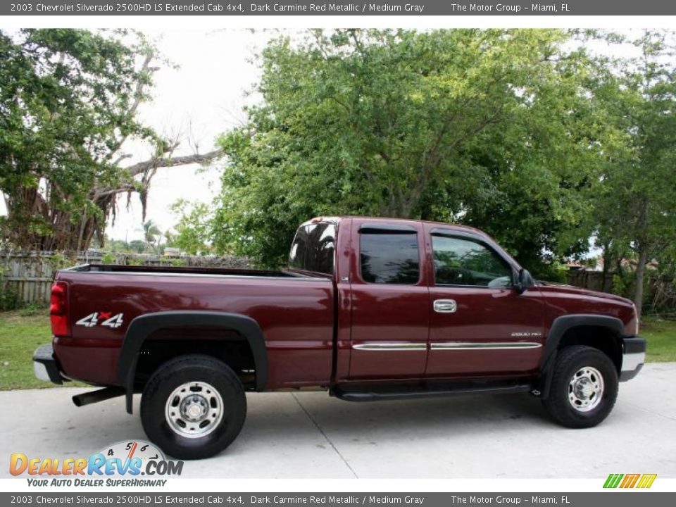 2003 Chevrolet Silverado 2500HD LS Extended Cab 4x4 Dark Carmine Red Metallic / Medium Gray Photo #13