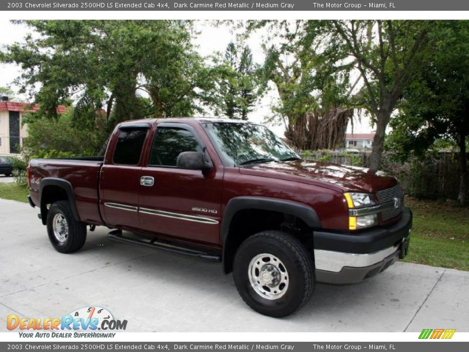 2003 Chevrolet Silverado 2500HD LS Extended Cab 4x4 Dark Carmine Red Metallic / Medium Gray Photo #15