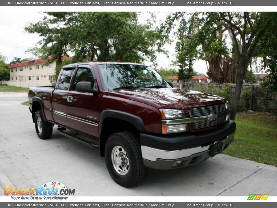 2003 Chevrolet Silverado 2500HD LS Extended Cab 4x4 Dark Carmine Red Metallic / Medium Gray Photo #16
